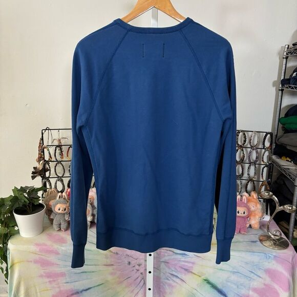 REIGNING CHAMP mens medium Blue Crewneck Sweatshirt midweight terry - Picture 6 of 9